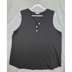 Casual Rib Knit Tank Top Black Womens 2X Plus Size P.S. Love